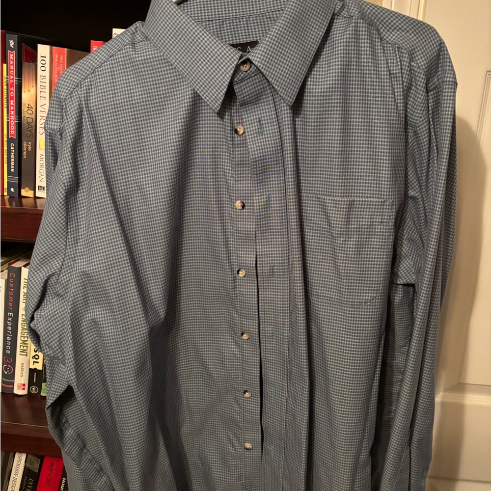 Jos. A. Bank Navy Checkered Button Down Shirt